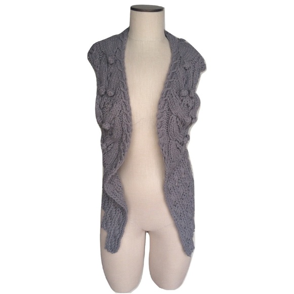 Millau Sweaters - NWT Millau Crochet Knit Gray Cardigan Sweater Vest